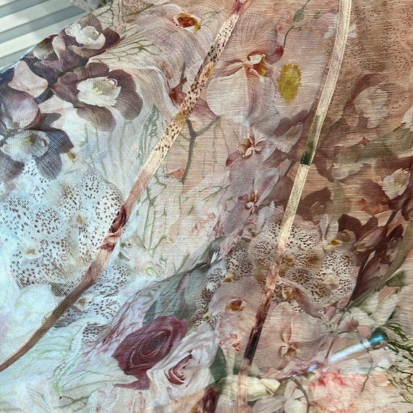 NWT Zimmermann Dancer Floral PuffSleeve Mini Dress Blush Garden Flora - Picture 11 of 11